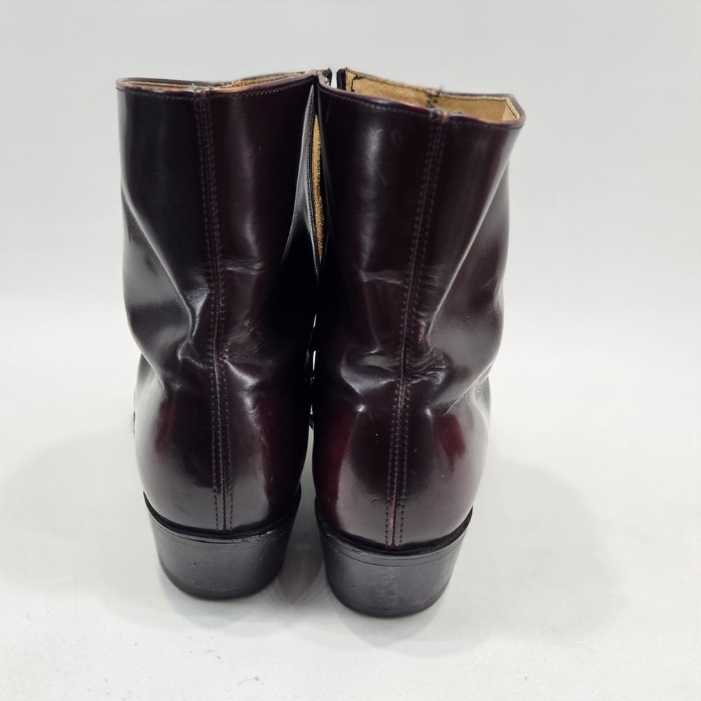 Vintage UFCW 1198 Union Leather Zip Up Western Ankle Boots Burgundy Mens 11 D - Picture 12 of 16